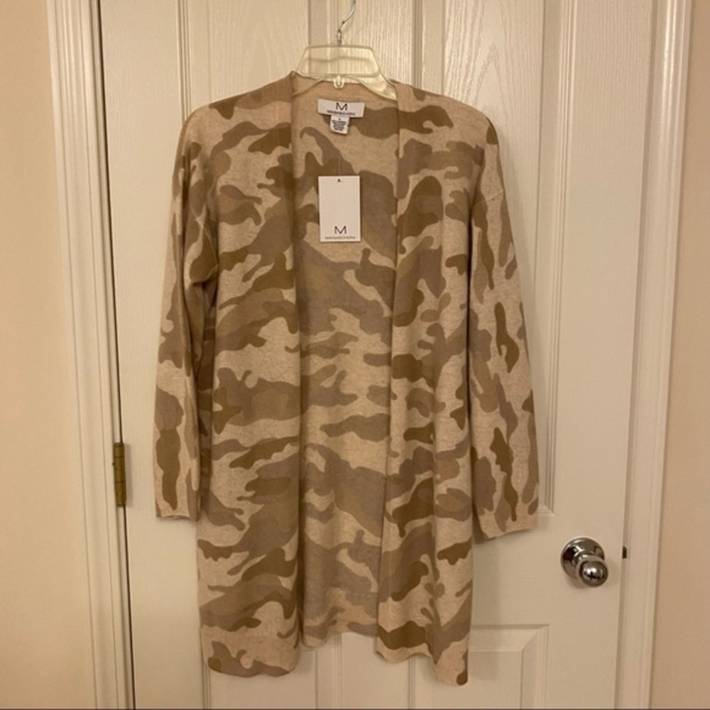 MAGASCHONI Cashmere Camo Open Front Cardigan in Neutral Camo - Picture 3 of 12